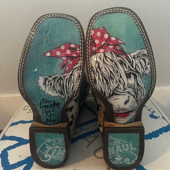 Tin Haul Shoes Tim Haul Womens Shaggy Cow Hide Square Toed Cowboy